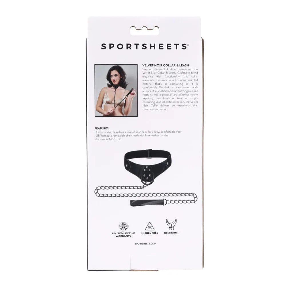 SPORTSHEETS Velvet Noir Collar & Leash - Restraint & Leash - Take A Peek