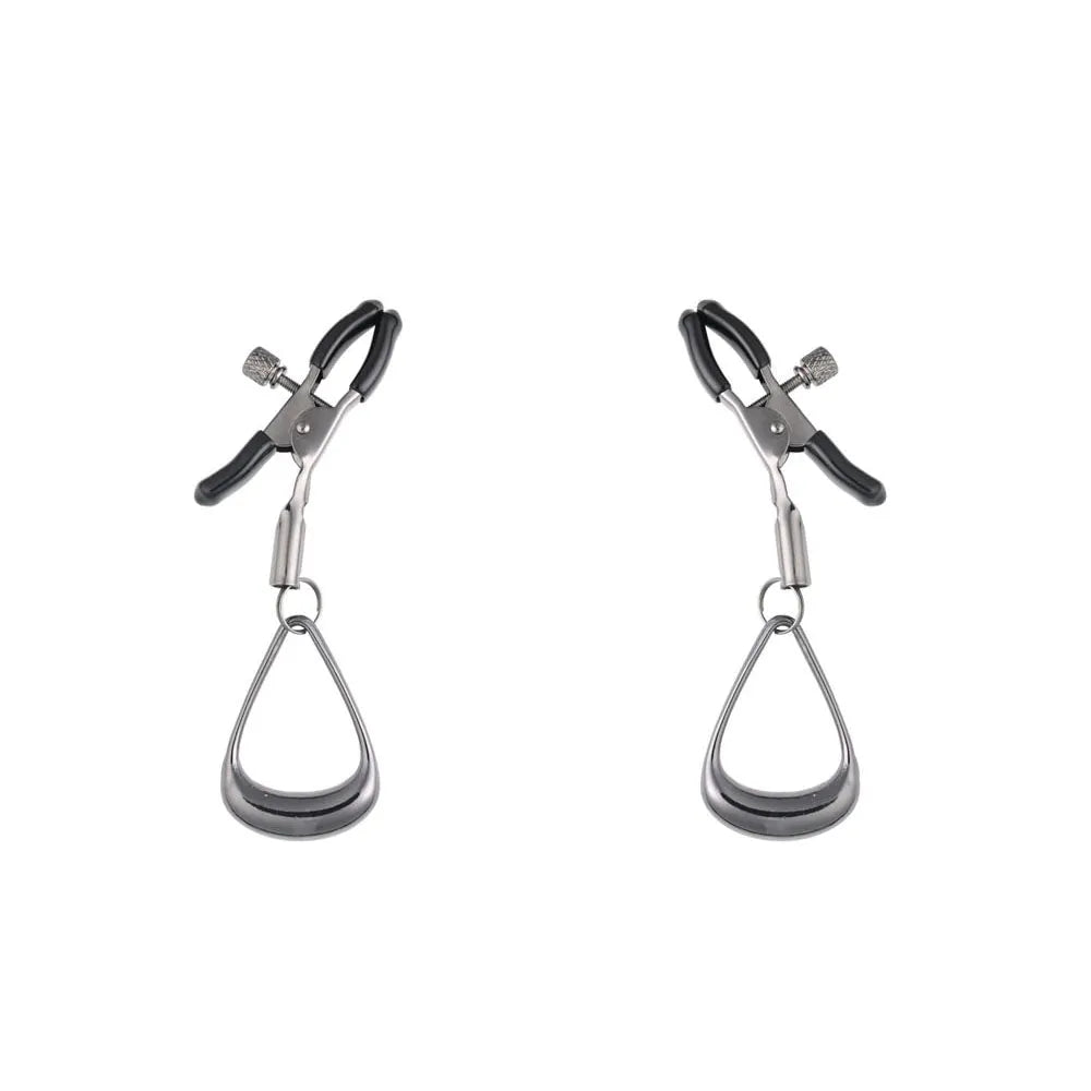 SPORTSHEETS Velvet Noir Tuggable Nipple Clamps - Gunmetal Adjustable Nipple Restraints - Take A Peek