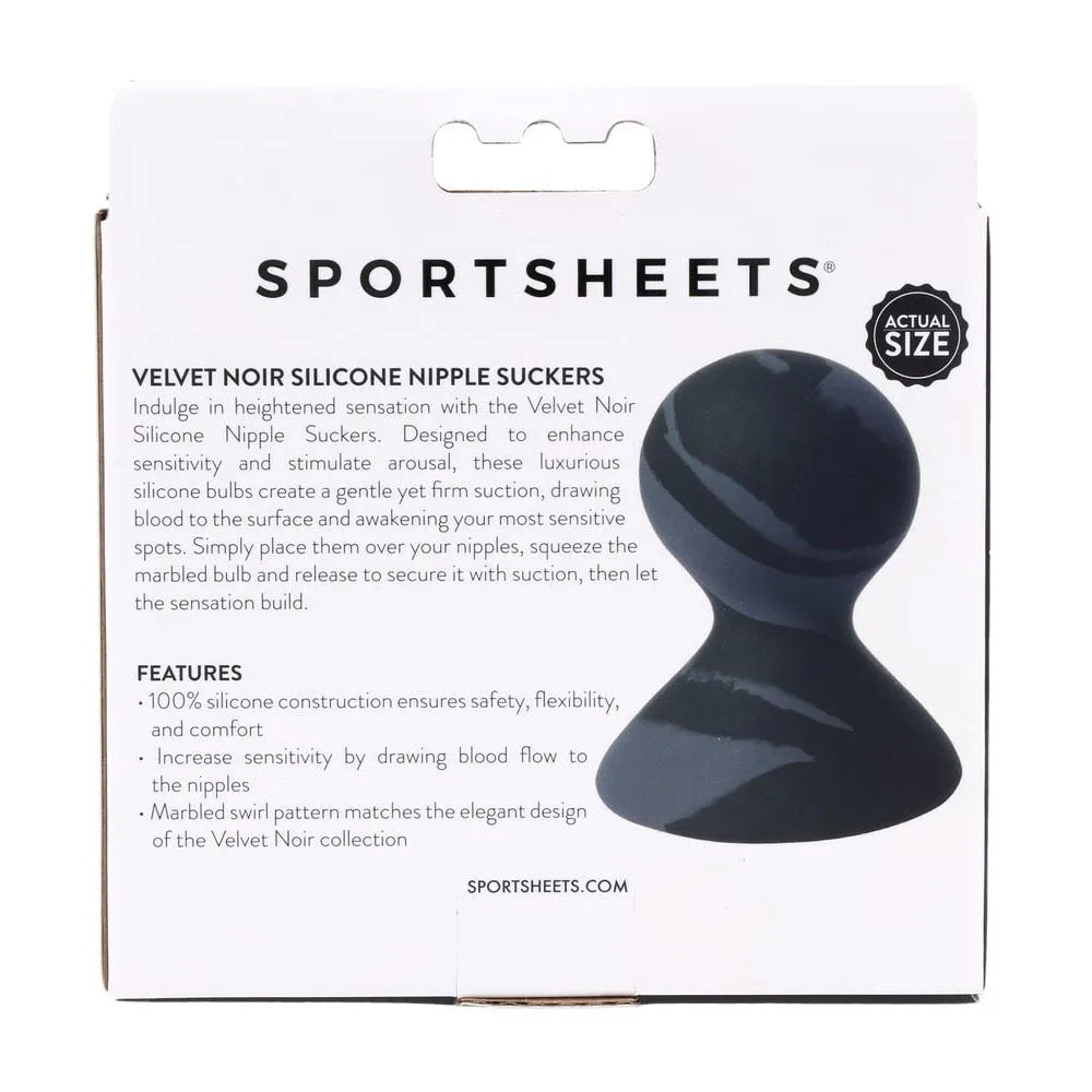 SPORTSHEETS Velvet Noir Silicone Nipple Suckers - /Grey Nipple Suckers - Set of 2 - Take A Peek