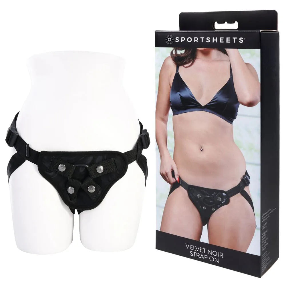SPORTSHEETS Velvet Noir Strap On - Adjustable Strap-On Harness (No Probe Included) - Take A Peek