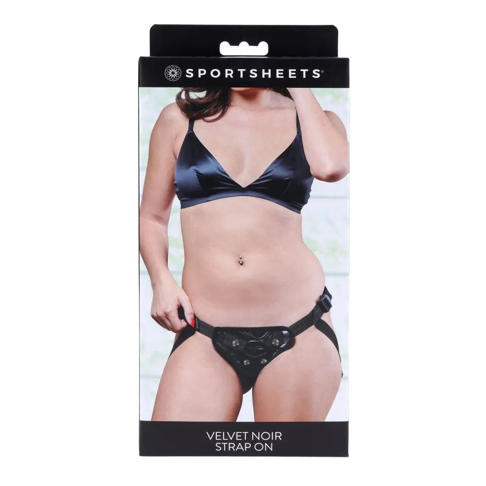 SPORTSHEETS Velvet Noir Strap On - Adjustable Strap-On Harness (No Probe Included) - Take A Peek