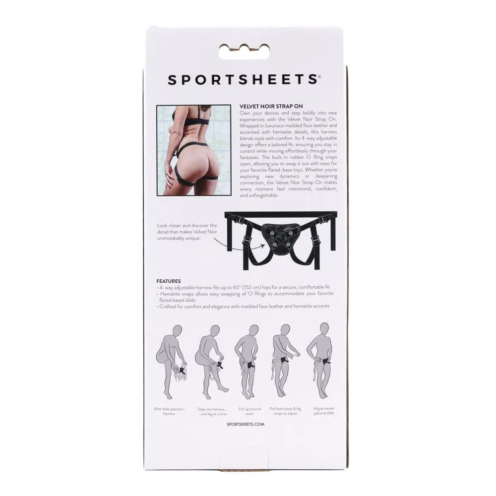 SPORTSHEETS Velvet Noir Strap On - Adjustable Strap-On Harness (No Probe Included) - Take A Peek