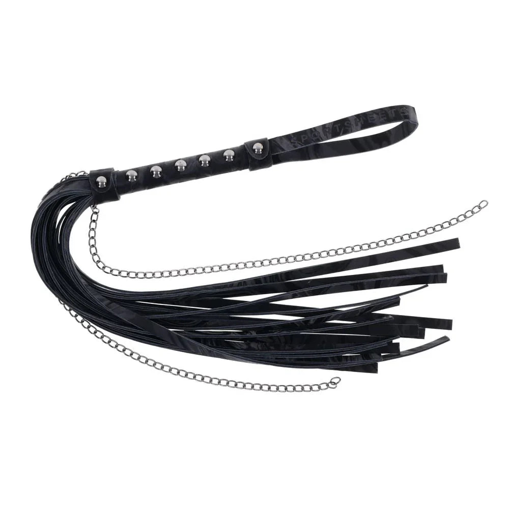 SPORTSHEETS Velvet Noir Chain Flogger - 43 cm Flogger Whip - Take A Peek