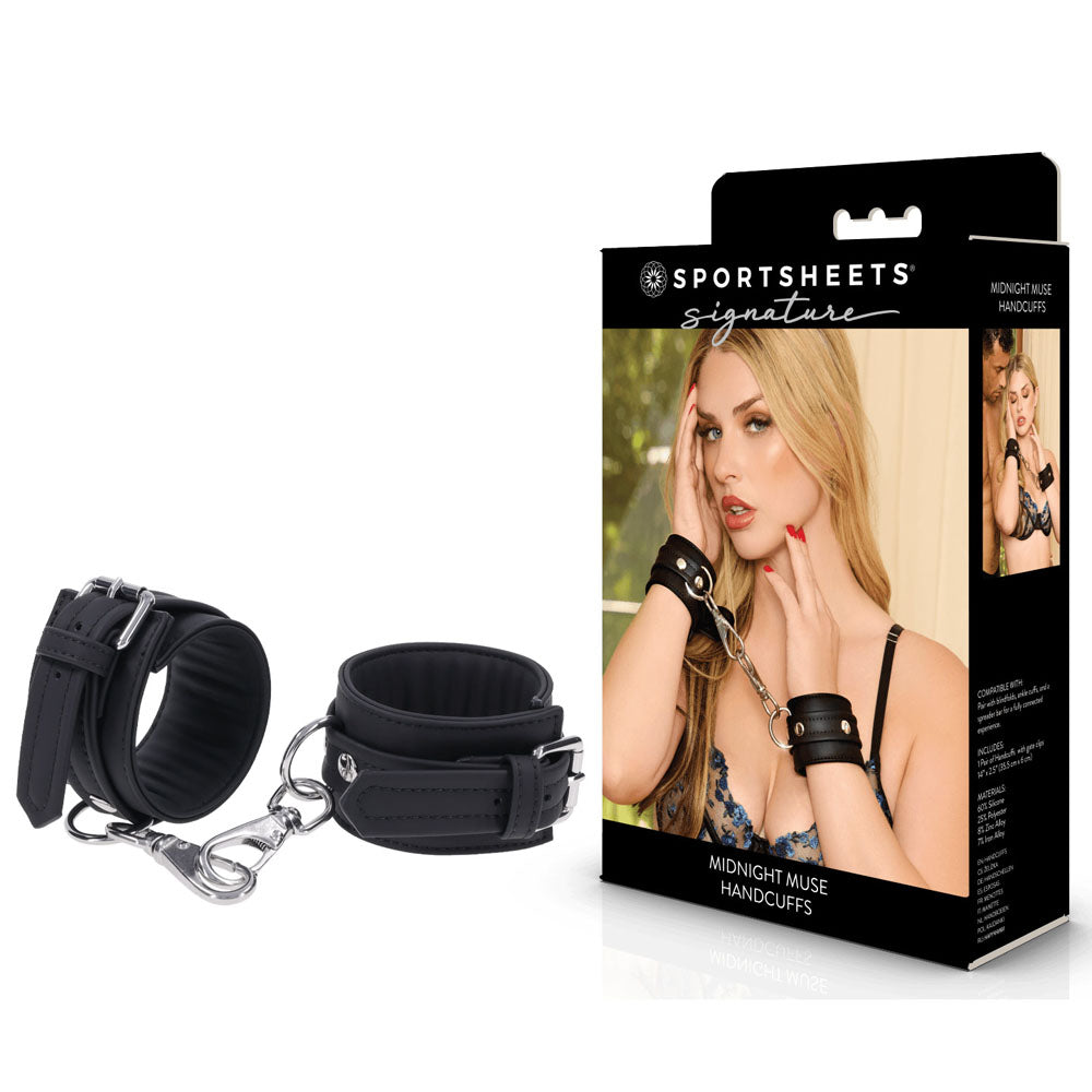 SPORTSHEETS Signature Midnight Muse Handcuffs - Adjustable Restraints - Take A Peek