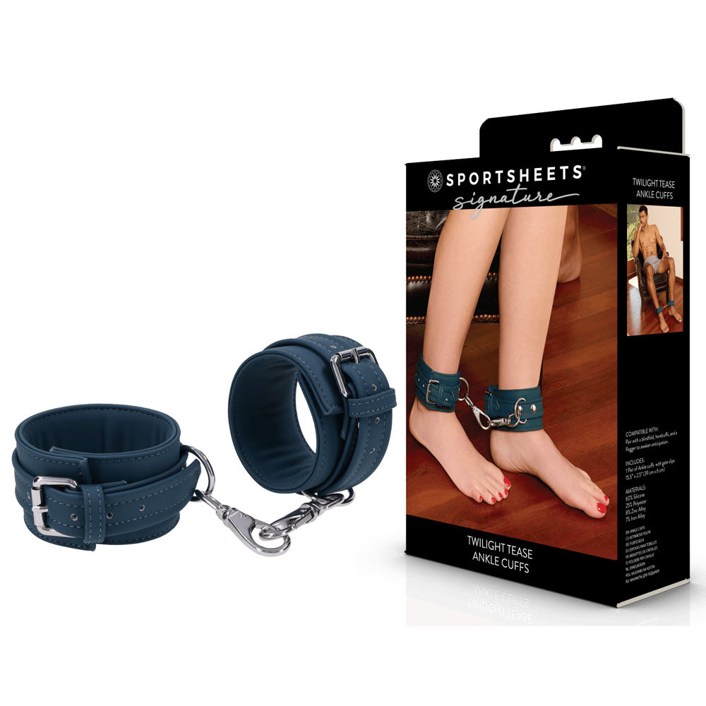 SPORTSHEETS Signature Twilight Tease Ankle Cuffs - Adjustable Leg Restraints - Take A Peek