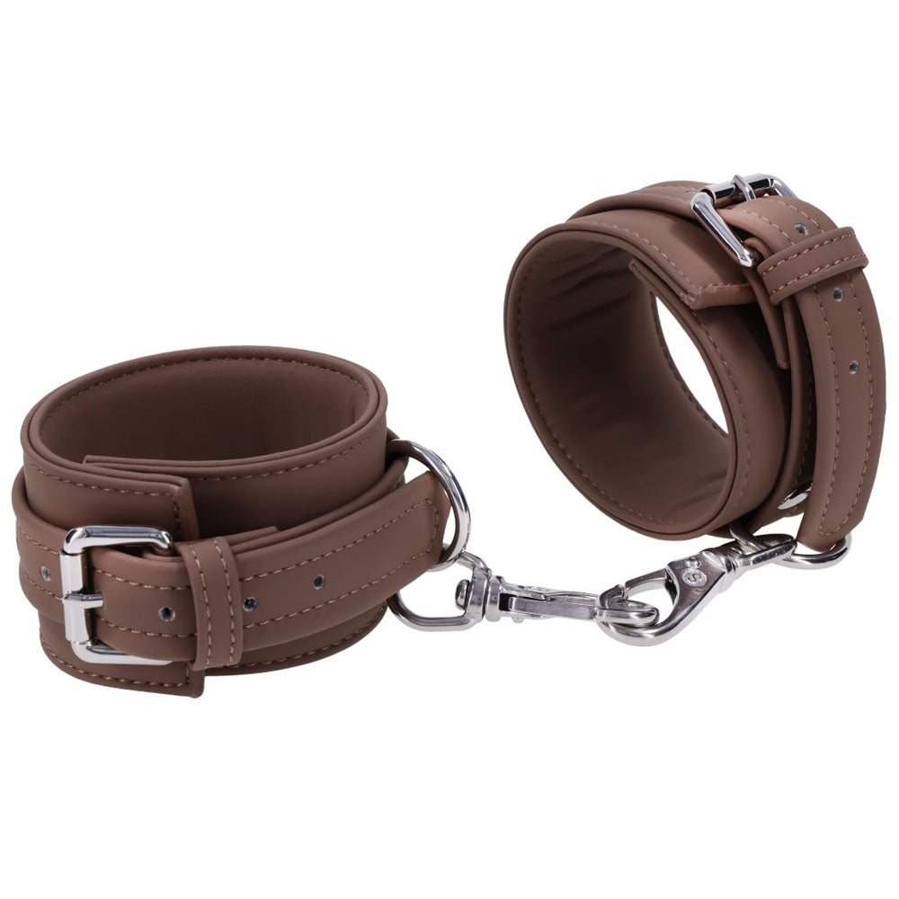 SPORTSHEETS Signature Dawn Dream Ankle Cuffs - Tan Adjustable Leg Restraints - Take A Peek