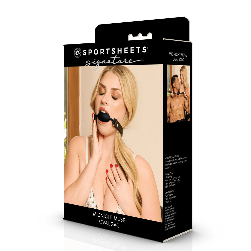 SPORTSHEETS Signature Midnight Muse Oval Gag - Mouth Restraint - Take A Peek