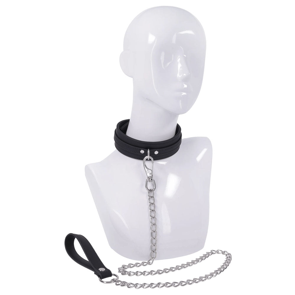 SPORTSHEETS Signature Midnight Muse Collar & Leash - Adjustable Restraint - Take A Peek