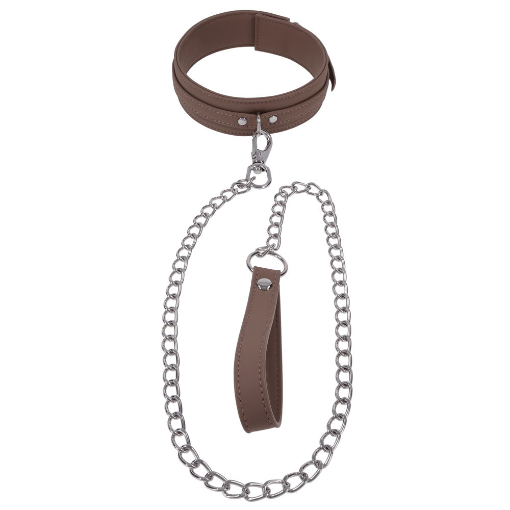 SPORTSHEETS Signature Dawn Dream Collar & Leash - Tan Adjustable Restraint - Take A Peek