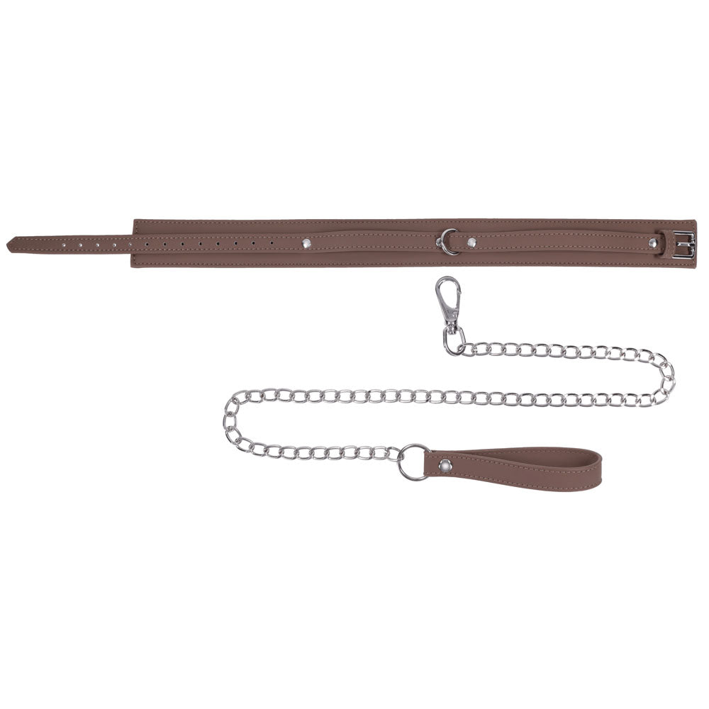 SPORTSHEETS Signature Dawn Dream Collar & Leash - Tan Adjustable Restraint - Take A Peek