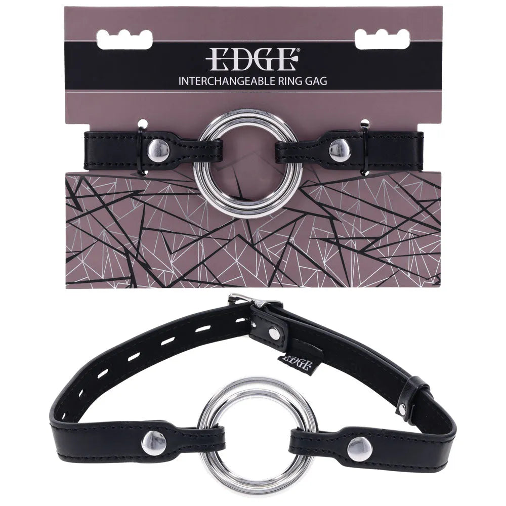 EDGE Interchangeable Ring Gag - Mouth Gag Restraint with 2 Interchangeable Pieces - Take A Peek