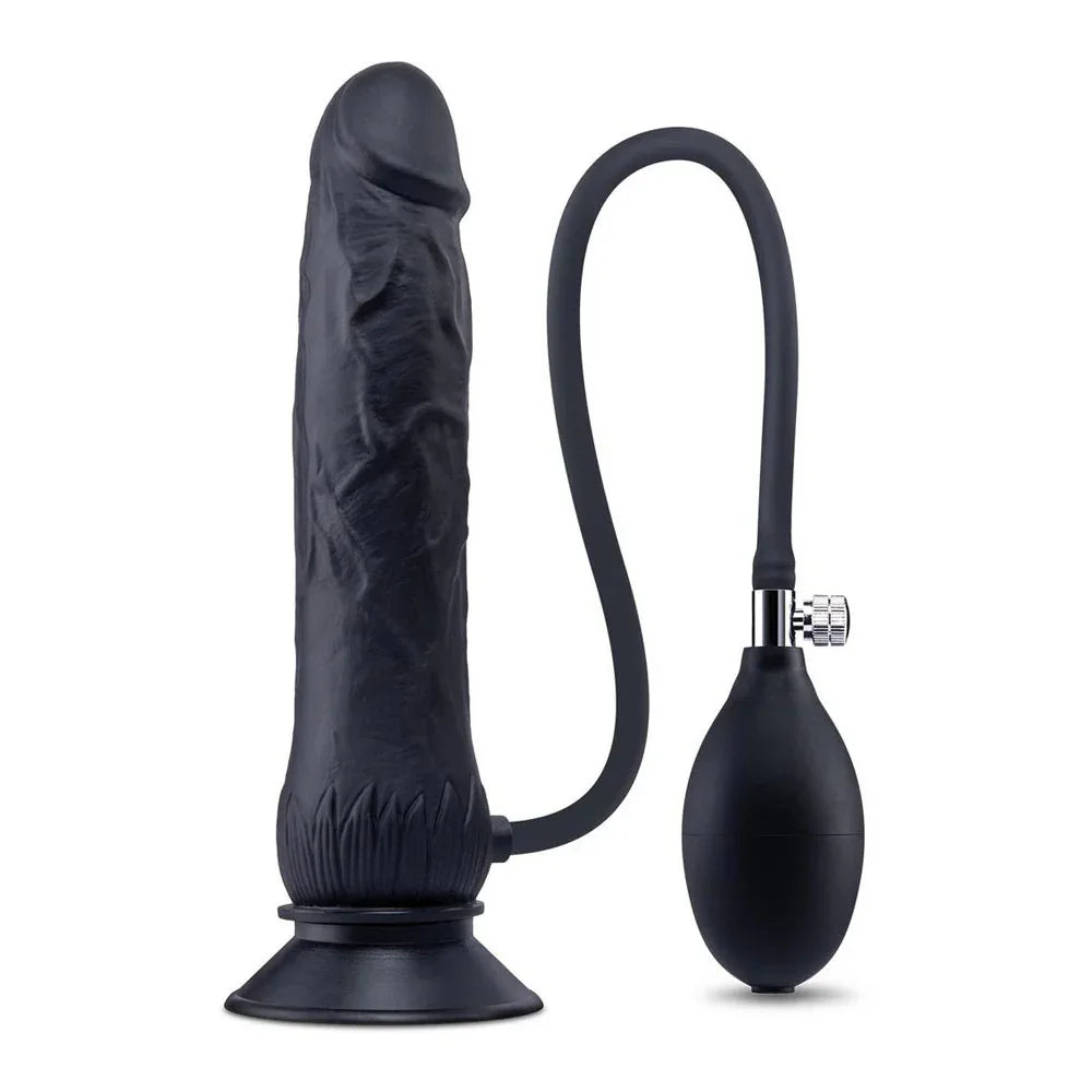 Size Up 7.5 Inch Inflatable Dildo with Balls - 20.3 cm Inflatable Dong - Take A Peek
