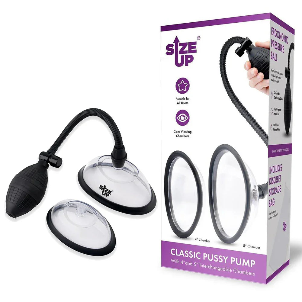 Size Up Classic Pussy Pump with 2 Chambers - Vagina Pump with 2 Interchangeable Chambers - Take A Peek