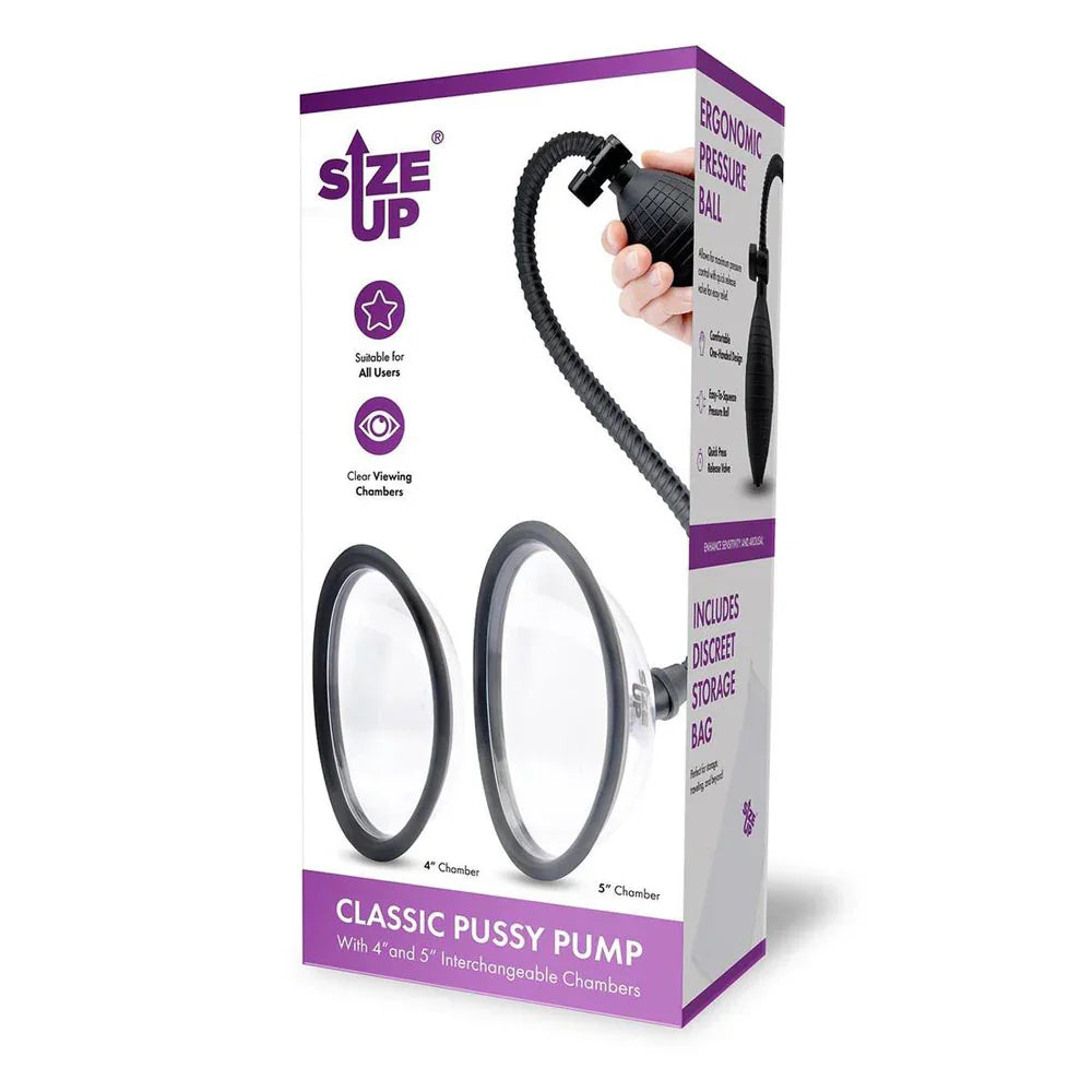 Size Up Classic Pussy Pump with 2 Chambers - Vagina Pump with 2 Interchangeable Chambers - Take A Peek
