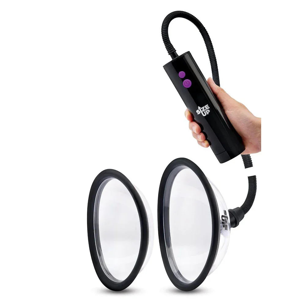 Size Up Rechargeable Power Plumper Pussy Pump - USB Rechargeable Vagina Pump with Interchangeable Chambers - Take A Peek