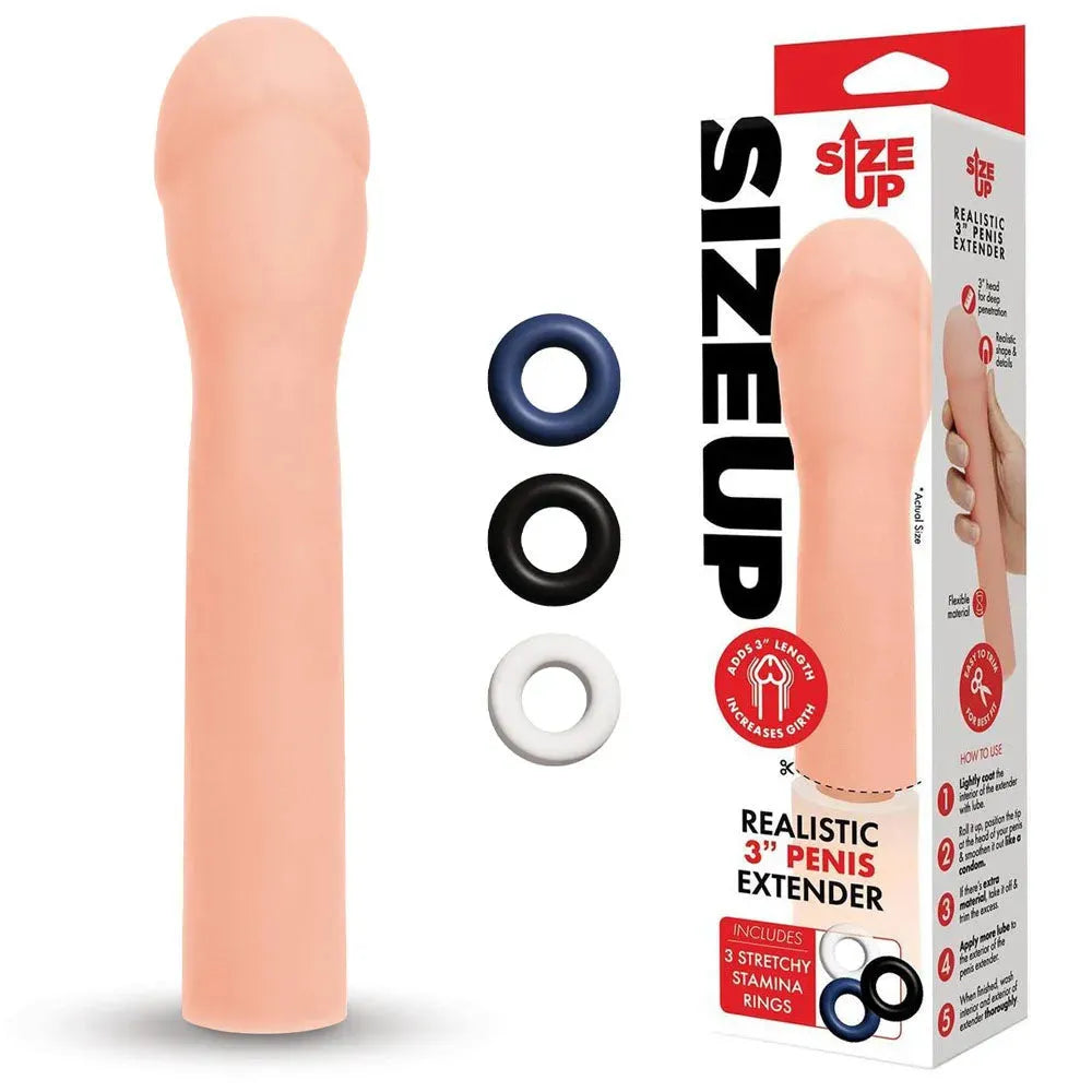 Size Up Realistic 3'' Penis Extender - Take A Peek