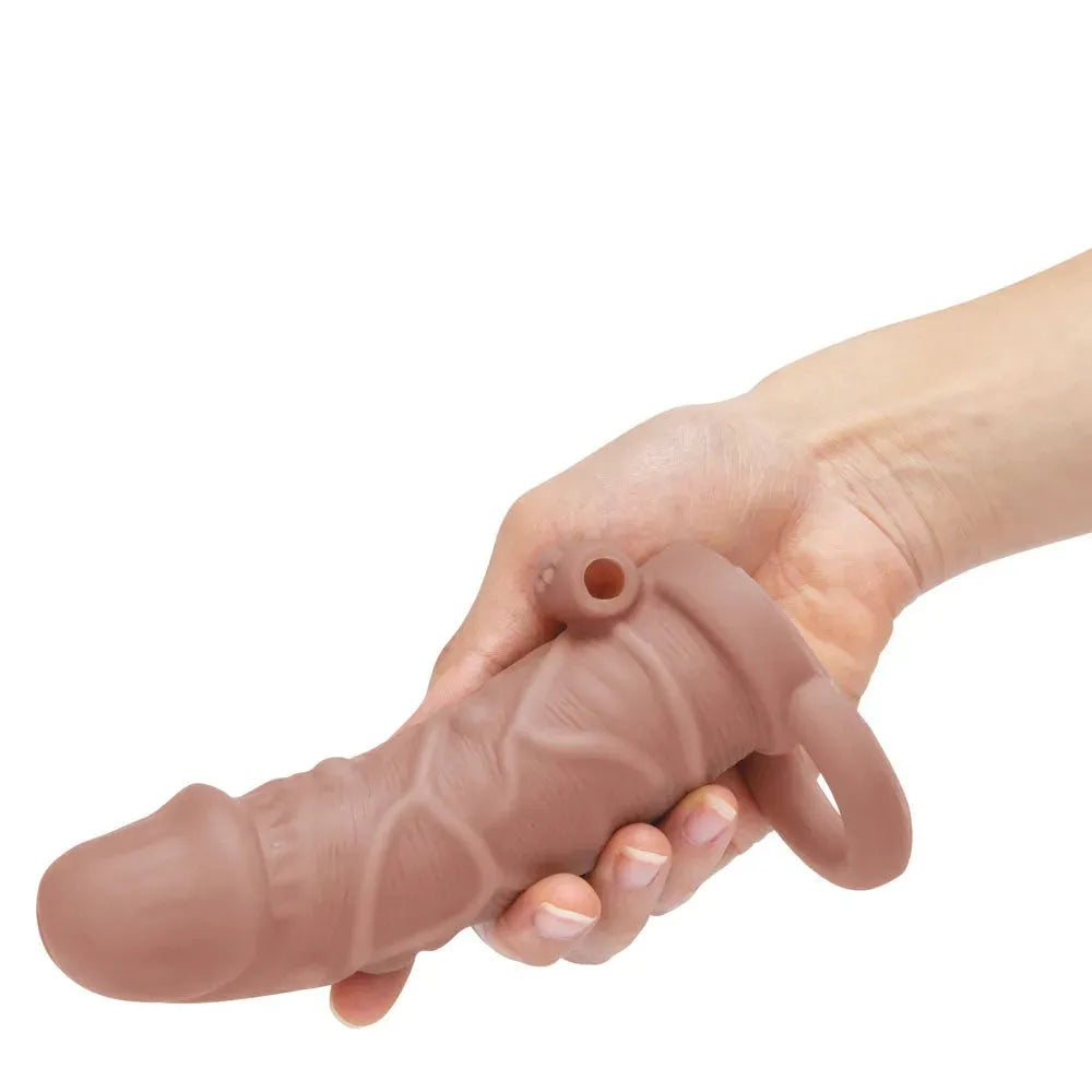 Size Up Vibrating 1 Inch Penis Extender + Ball Loop - Take A Peek