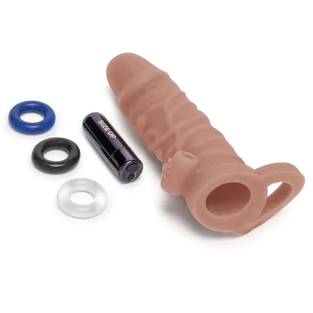 Size Up Vibrating 1 Inch Penis Extender + Ball Loop - Take A Peek