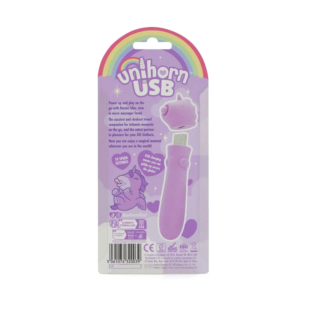 Unihorn - USB Bullet - Karma Lilac - Lilac USB Rechargeable Vibrating Bullet - Take A Peek