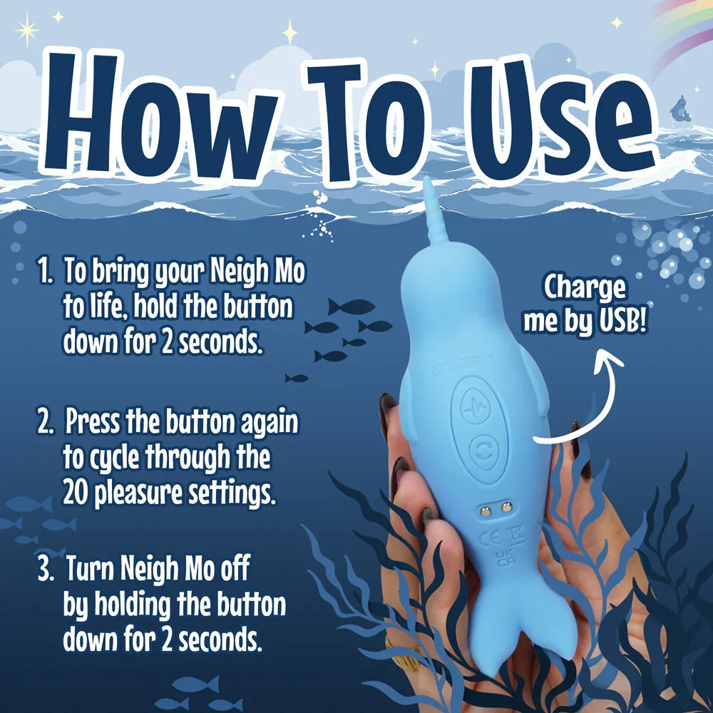 Unihorn of the Sea - Neigh Mo - The Narwhal - USB Rechargeable Dual Motor Stimulator - Take A Peek