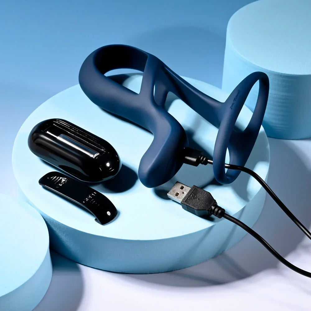 Zero Tolerance BIG TIME - Navy USB Rechargeable Vibrating Penis Sleeve with Wireless Remote - Take A Peek