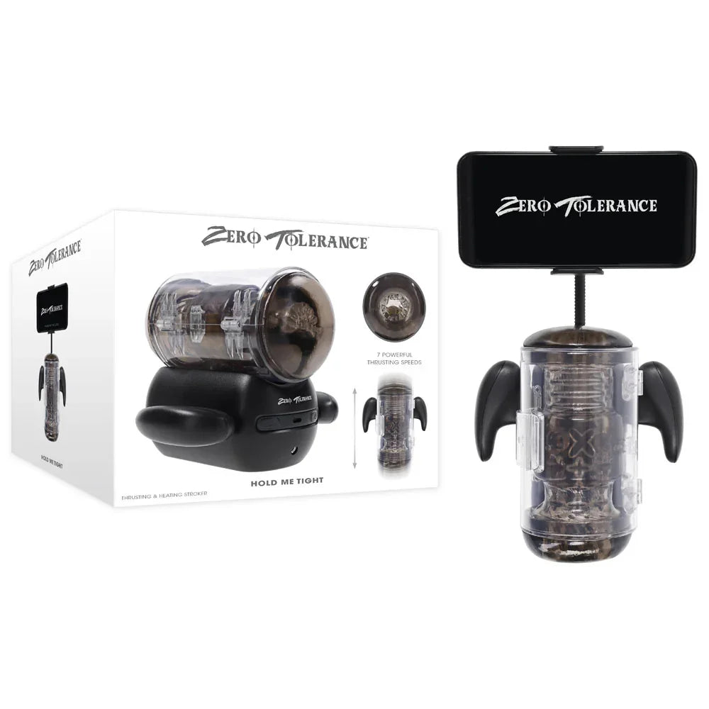 Zero Tolerance HOLD ME TIGHT - USB Rechargeable Vibrating Auto Stroker with Phone Holder - Take A Peek