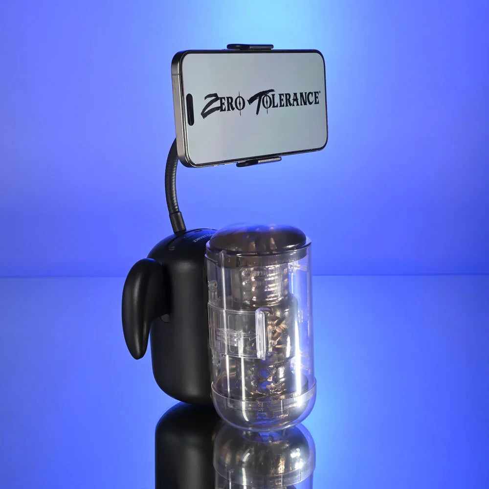 Zero Tolerance HOLD ME TIGHT - USB Rechargeable Vibrating Auto Stroker with Phone Holder - Take A Peek