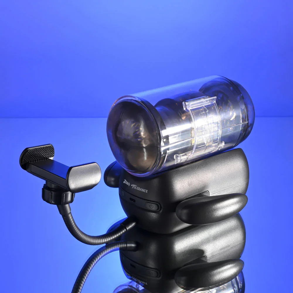 Zero Tolerance HOLD ME TIGHT - USB Rechargeable Vibrating Auto Stroker with Phone Holder - Take A Peek