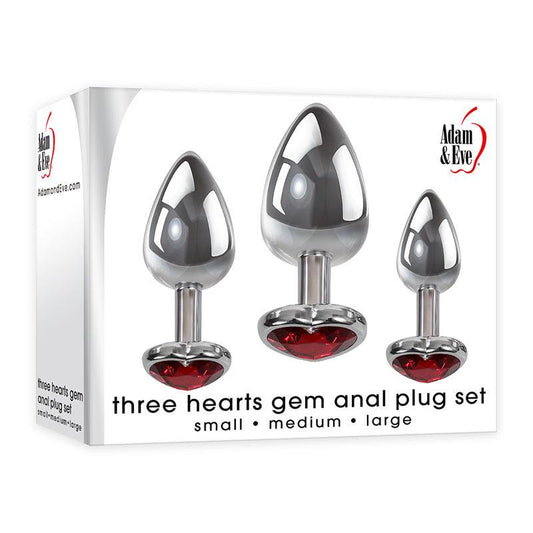 Adam & Eve Three Hearts Gem Anal Plug Set - Take A Peek