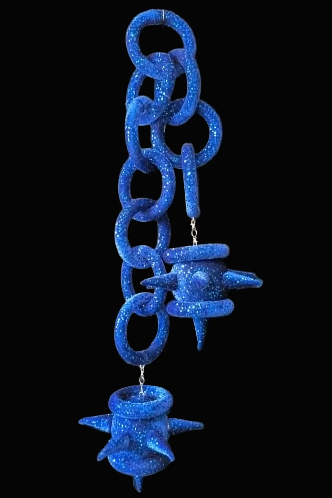 ROYAL BLUE SEQUIN CHAIN SPIKE BALL WITH RINGS - Take A Peek