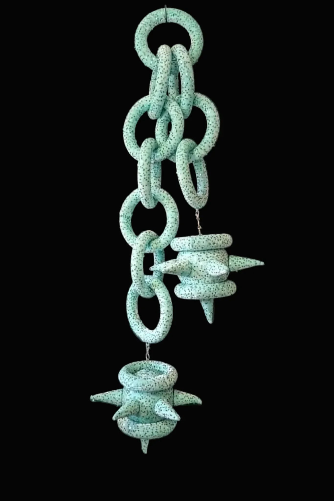 AQUAMARINE SEQUIN CHAIN SPIKE BALL WITH RINGS - Take A Peek