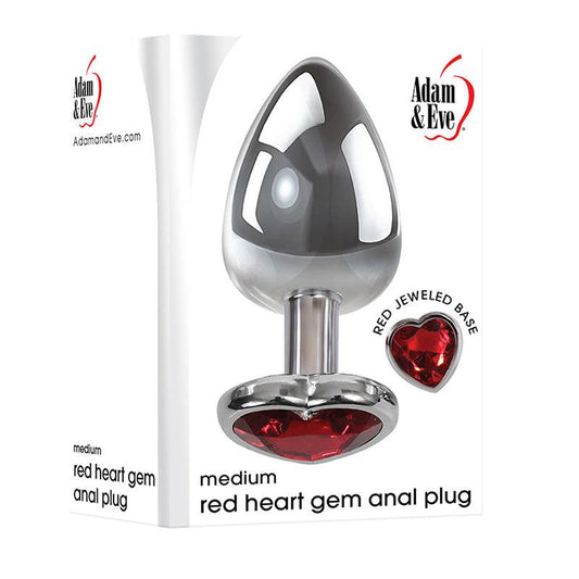 Adam & Eve Red Heart Gen Anal Plug - Medium - Take A Peek