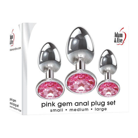 Adam & Eve Pink Gem Anal Plug Set - Take A Peek