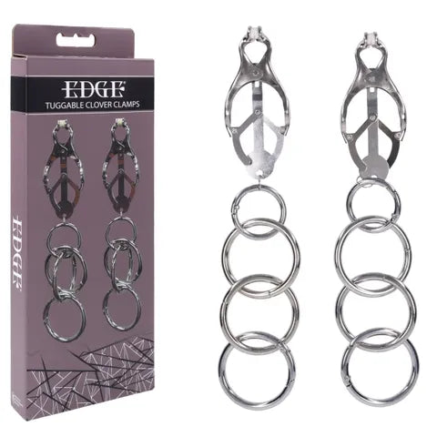 EDGE Tuggable Clover Clamps - Metal Nipple Restraints - Take A Peek