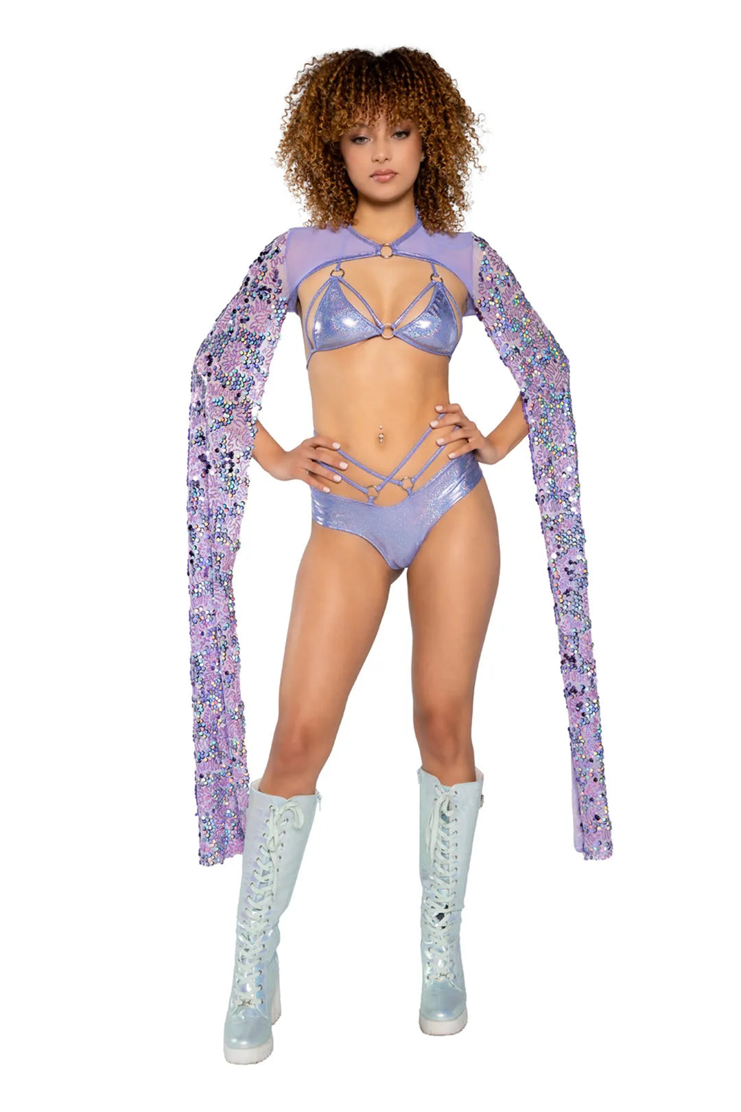 JR184 - Sequin Drop Sleeve Shrug - Take A Peek