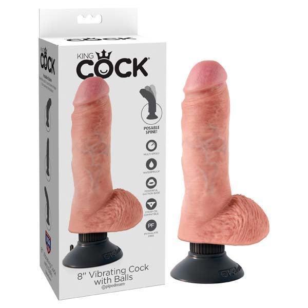 King Cock 8'' Vibrating Cock with Balls - Take A Peek