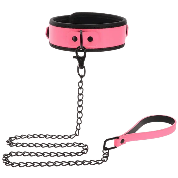 Glow Collar and Chain Leash (Pink) - Take A Peek