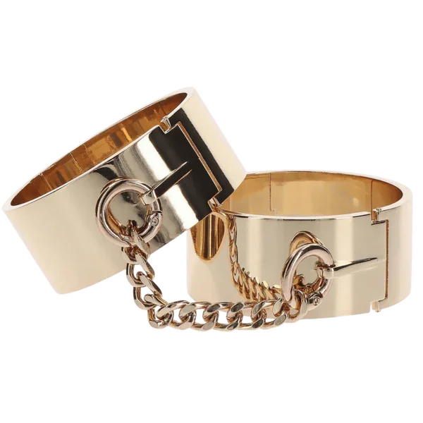 Slave Wrist Cuffs (Gold) - Take A Peek