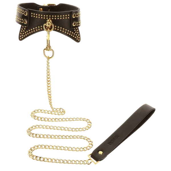 Studded Collar and Leash (Black) - Take A Peek