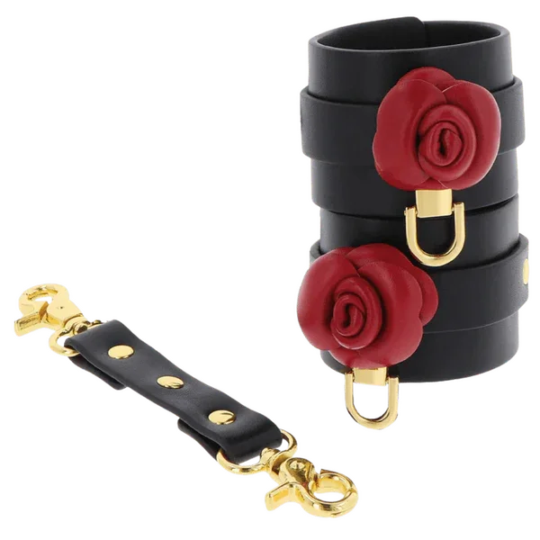 Wild Roses Wrist Cuffs (Black) - Take A Peek