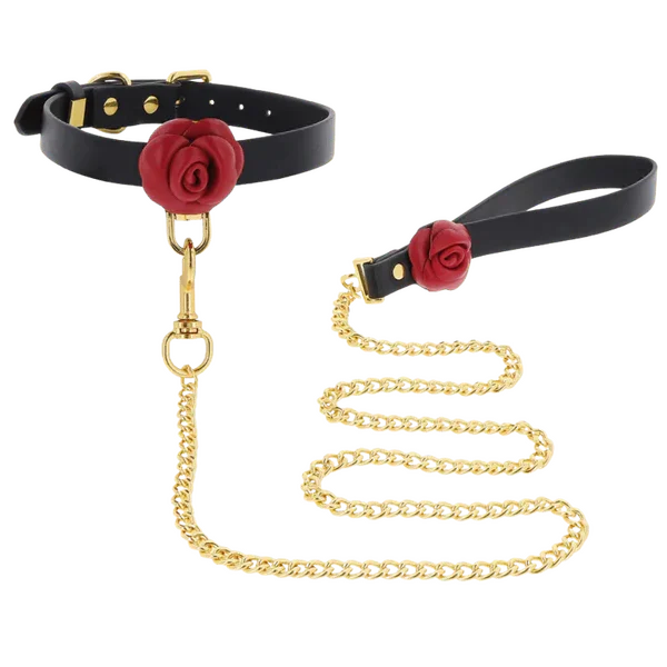 Wild Roses Collar & Leash (Black) - Take A Peek