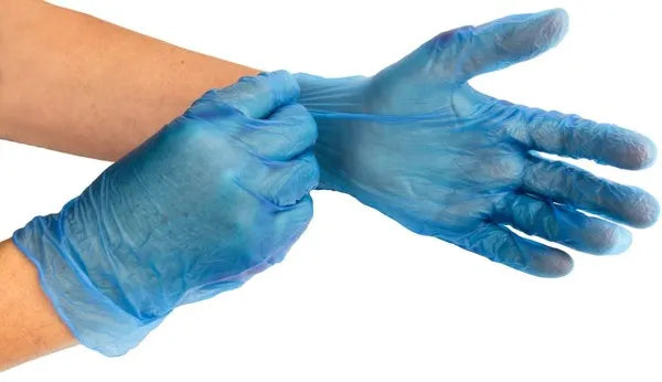 100 X Disposable Vinyl Gloves - Blue (Medium) - Take A Peek
