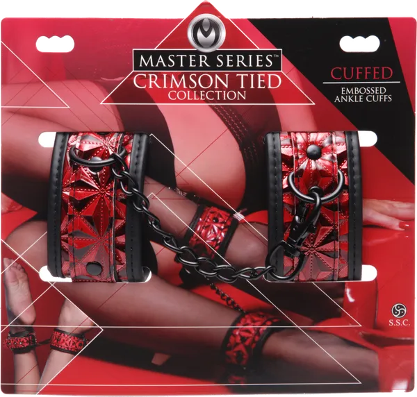 Crimson Tied Embossed Ankle Cuffs - Take A Peek