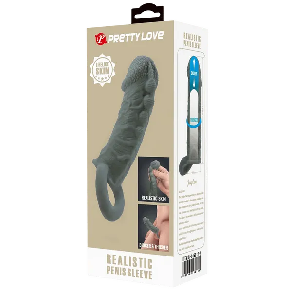 Realistic Penis Sleeve (Black) - Take A Peek