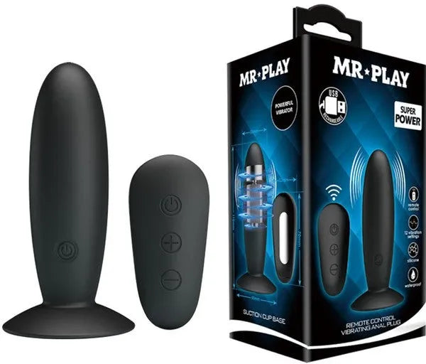Remote Control Vibrating Anal Plug (Black) - Take A Peek