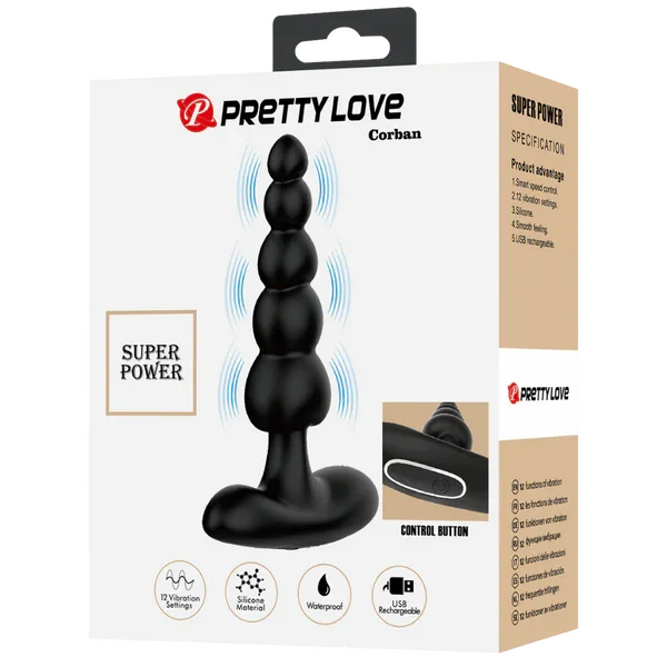 Corban - Rechargeable Butt Plug (Black)-BI-040174