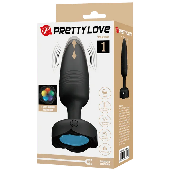 Tarion - Light-Up Rechargeable Butt Plug (Black)-BI-040181