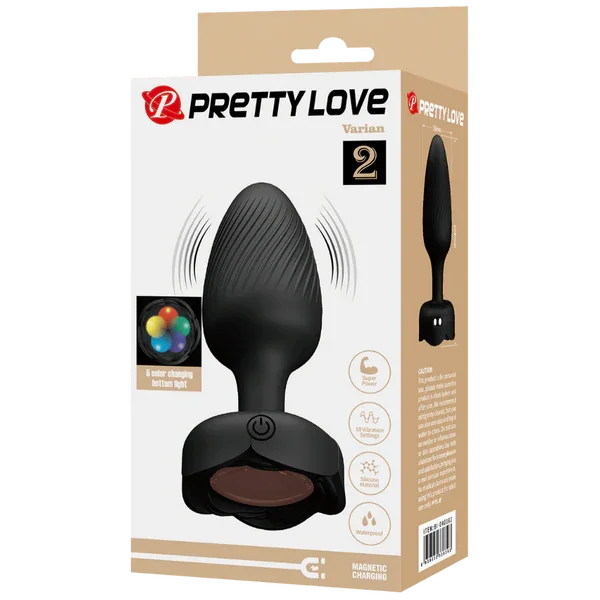 Varian - Light-Up Rechargeable Butt Plug (Black)-BI-040182