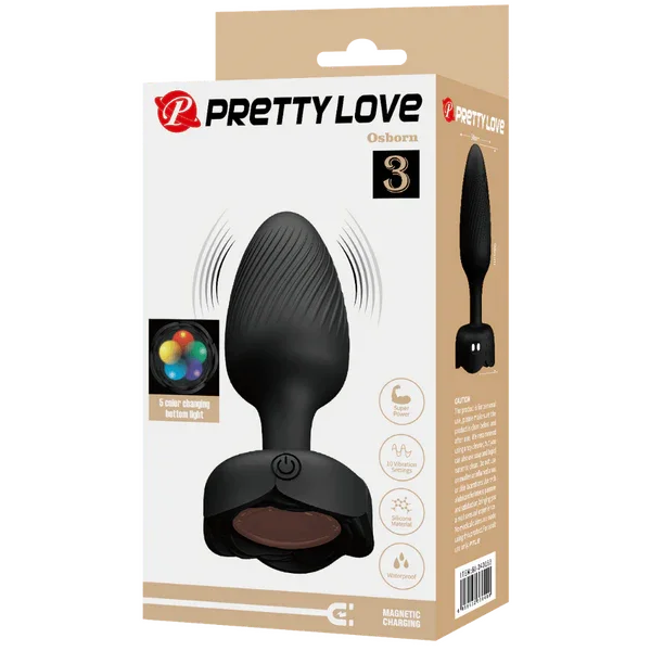 Osborn - Light-Up Rechargeable Butt Plug (Black)-BI-040183