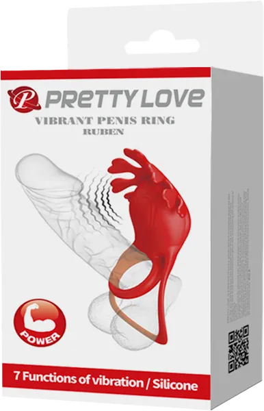 Rechargeable Vibrating Cock Ring Ruben (Red)-BI-210311